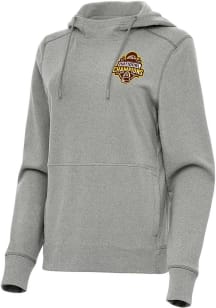 Womens Western Michigan Broncos Grey Antigua 2025 Hockey National Champions Justice Hooded Sweatsh..