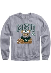 Womens Michigan State Spartans Grey Summit Sportswear Bear Necessities Crew Sweatshirt