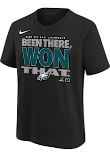 Nike Philadelphia Eagles Youth Black 2025 Division Champions Super Helmet Short Sleeve T-Shirt