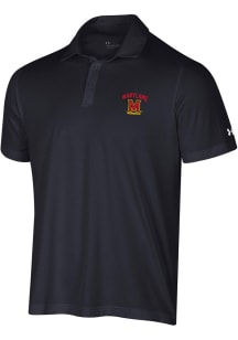 Mens Maryland Terrapins Black Under Armour Mesh Polo Mesh Polo Short Sleeve Polo Shirt