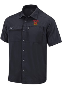 Mens Maryland Terrapins Black Under Armour Motivate Motivate Short Sleeve Dress Shirt