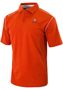 Columbia Virginia Cavaliers Mens Orange Heat Seal Omni Wick Shotgun Short Sleeve Polo