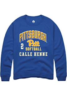 Calle Henne Rally Mens Blue Pitt Panthers NIL Arch Logo Player Crew