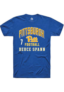 Deuce Spann Rally Mens Blue Pitt Panthers NIL Arch Logo Player T Shirt