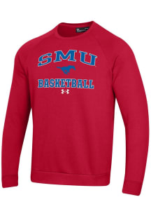 Under Armour SMU Mustangs Mens Red Basketball Rival Long Sleeve Crew Sweatshirt