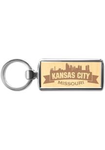 Kansas City City Skyline Keychain - Brown