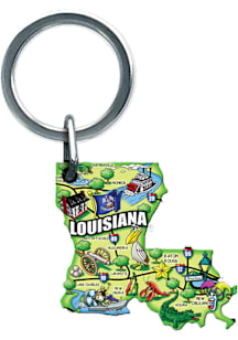 Louisiana State Shape Map Keychain - Green