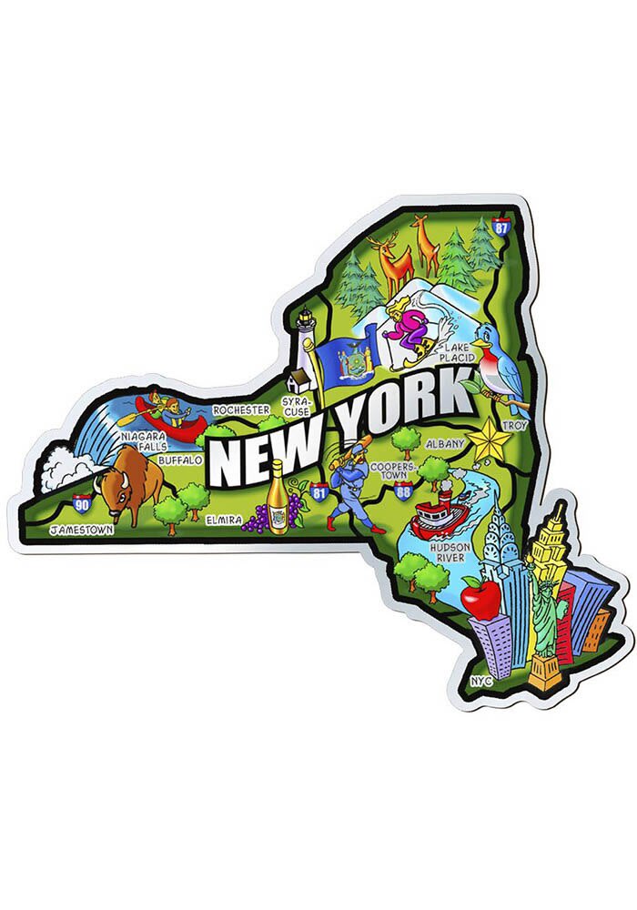 New York Souvenir New York Stickers York State Shape Map GREEN