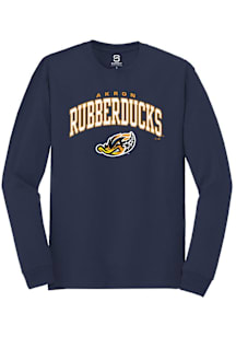 Summit Sportswear Akron RubberDucks Navy Blue Arch Mascot Long Sleeve T Shirt