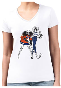 4Her Edmonton Oilers Womens White Hockey Girls Short Sleeve T-Shirt