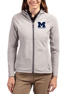 Womens Michigan Wolverines Ash Cutter and Buck Letterwinners M Club Adapt Eco Light Weight Jacket