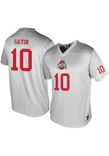 Julian Sayin Genuine Collective Mens Grey Ohio State Buckeyes NIL Player Name and Number Football..