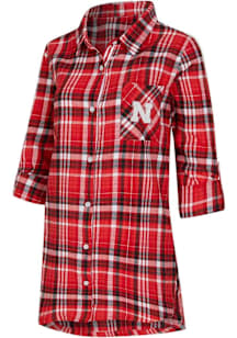 Concepts Sport Nebraska Cornhuskers Womens Plaid Long Sleeve  Dress Shirt