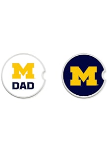 Michigan Wolverines Dad Set of 2 Car Coaster - White