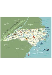 North Carolina State Map Postcard