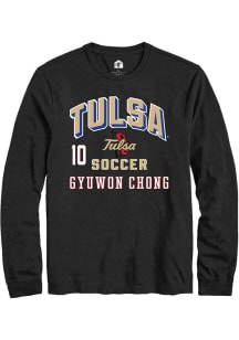 Gyuwon Chong Mens Black Tulsa Golden Hurricane NIL Arch Logo Long Sleeve Player T Shirt