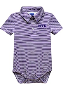 Vive La Fete NYU Violets Baby Purple Pencil Stripe Short Sleeve One Piece Polo