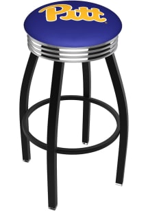 Black Pitt Panthers 3 Ring Chrome Seat Pub Stool