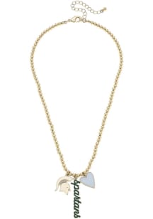 Ball Charm Michigan State Spartans Womens Necklace - Gold