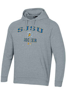Under Armour San Jose State Spartans Mens Grey Soccer Rival Long Sleeve Hoodie