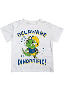 Vive La Fete Delaware Fightin' Blue Hens Youth White Dino-Riffic Short Sleeve T-Shirt