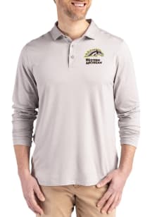 Mens Western Michigan Broncos Grey Cutter and Buck Coastline Long Sleeve Polo Shirt