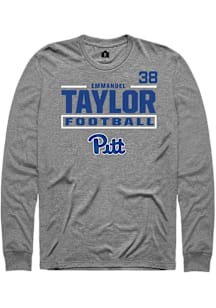 Emmanuel Taylor Pitt Panthers Graphite Football NIL Stacked Box Long Sleeve Player T Shirt