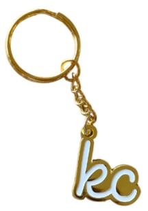Kansas City Gold White Script Keychain - White