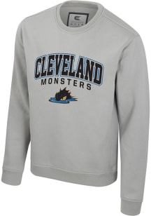 Colosseum Cleveland Monsters Mens White Arch Mascot Long Sleeve Crew Sweatshirt