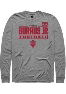 Tyrone Burrus Jr Mens Graphite Indiana Hoosiers NIL Stacked Box Long Sleeve Player T Shirt