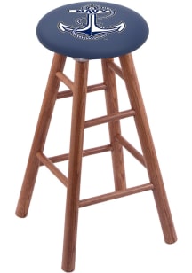 Navy Midshipmen Round Cushion Oak Pub Stool - Brown