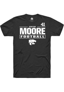 Ashton Moore Rally Mens Black K-State Wildcats NIL Stacked Box Player T Shirt