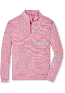 Peter Millar Ohio State Buckeyes Mens Red Perth Sugar Stripe Long Sleeve Qtr Zip Pullover