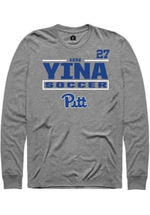 Adoo Yina Mens Graphite Pitt Panthers NIL Stacked Box Long Sleeve Player T Shirt