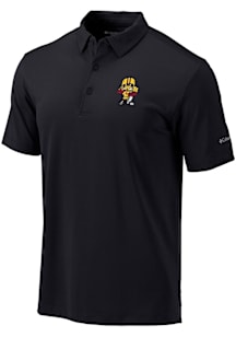 Columbia Iowa State Cyclones Mens Black Football Football Drive Short Sleeve Polo