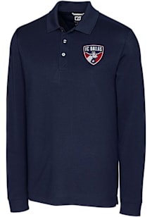 Cutter and Buck FC Dallas Mens Navy Blue Advantage Long Sleeve Polo Shirt