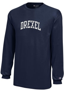 Youth Drexel Dragons Navy Blue Champion Wordmark Long Sleeve T-Shirt