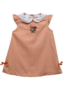 Vive La Fete Bowling Green Falcons Toddler Girls Orange Gingham Short Sleeve Dress
