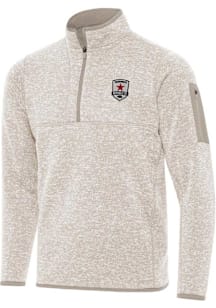 Antigua Sacramento Republic FC Mens Oatmeal Fortune Long Sleeve Qtr Zip Pullover
