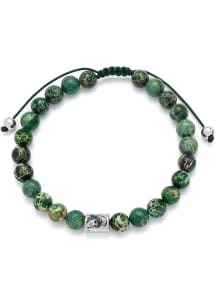 Stainless Steel Beaded Michigan State Spartans Mens Bracelet - Green