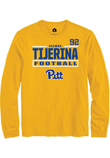 Kaemon Tijerina Pitt Panthers Gold Football NIL Stacked Box Long Sleeve Player T Shirt