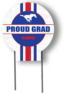 SMU Mustangs KH Sports Fan 20x20 Circle Yard Sign with Stakes Proud Grad Yard Sign - White