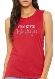 Ohio State Buckeyes Womens Red Muscle Tank Top