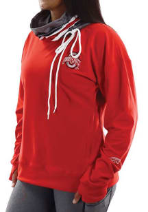 Womens Red Ohio State Buckeyes Luxe Mock Crew Sweatshirt