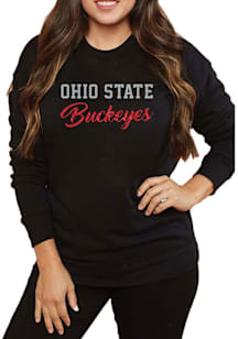 Ohio State Buckeyes Womens Black Bling Script Crew Sweatshirt