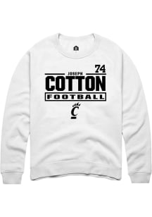 Joseph Cotton Rally Mens White Cincinnati Bearcats NIL Stacked Box Player Crew