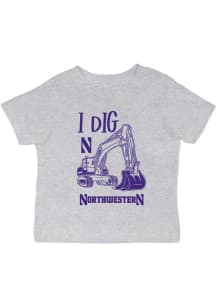 Infant Northwestern Wildcats Grey Vive La Fete Excavator Short Sleeve T-Shirt