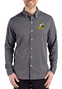 Mens Oregon Ducks Black Cutter and Buck Skyline Long Sleeve Dress Shirt