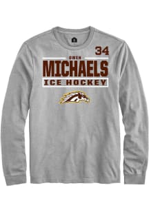 Owen Michaels Rally Mens Grey Western Michigan Broncos NIL Stacked Box Tee