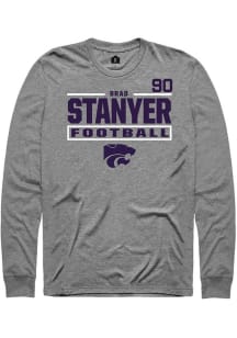 Brad Stanyer Mens Graphite K-State Wildcats NIL Stacked Box Long Sleeve Player T Shirt